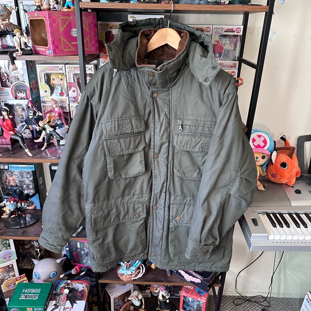 St. John’s Bay Olive Green Hooded Parka Jacket M Blanket Lined